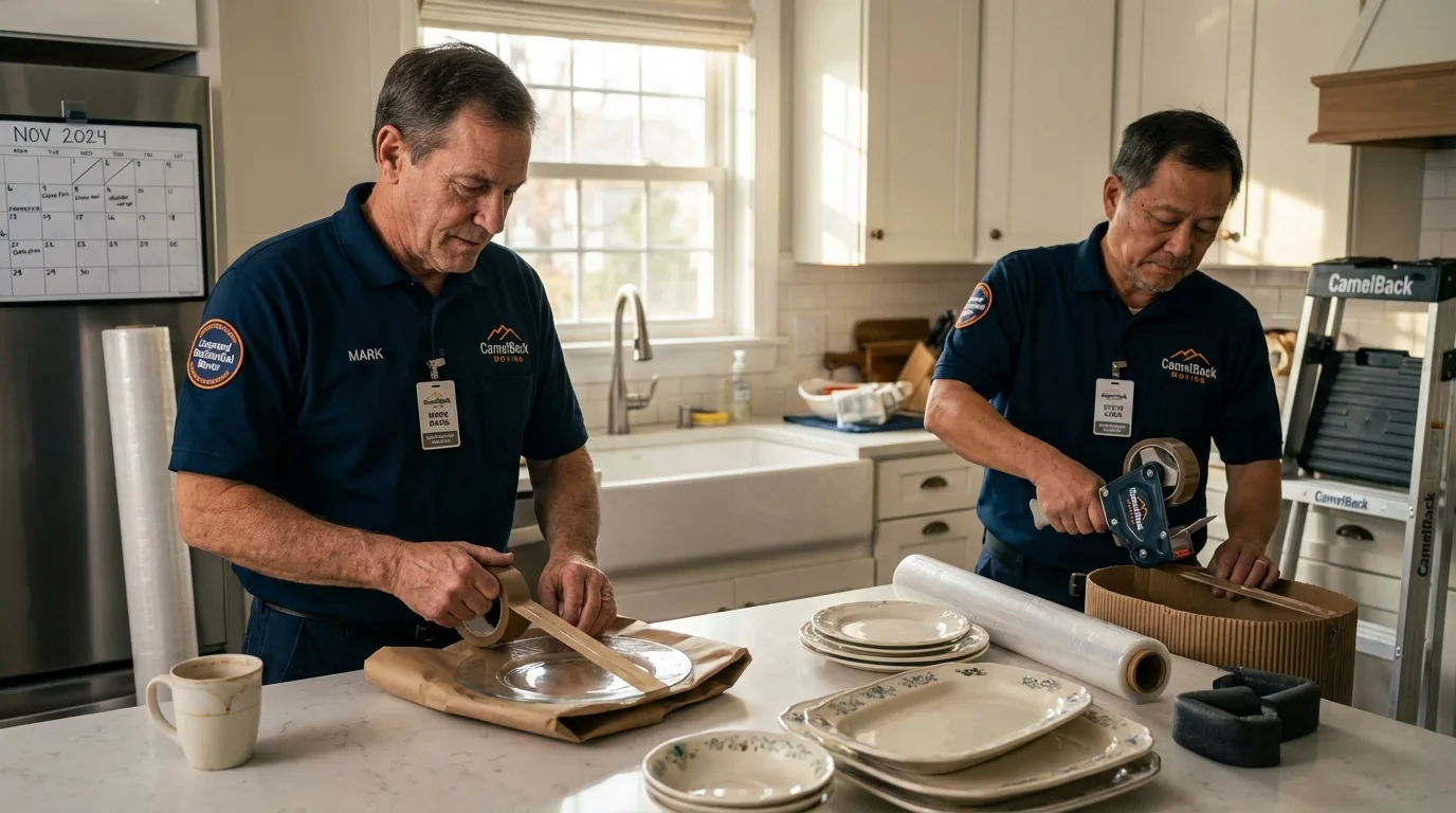Professional crew packing kitchen dishware in Janesville, MN
